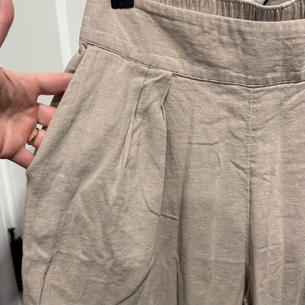 Abercrombie Wide Leg Pull On Linen Pants Cream Beige Medium - Picture 4 of 10